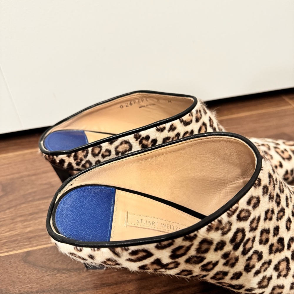 Stuart Weitzman Leopard Print Mules Sz 8 - Picture 10 of 10